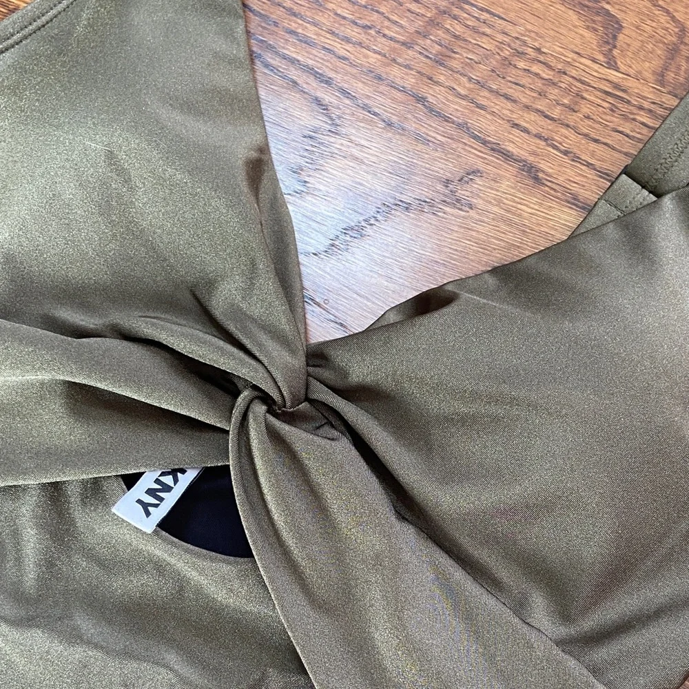 DKNY Women's Olive Twist-Front One-Piece Swimsuit‎ Small NWOT - Picture 6 of 11